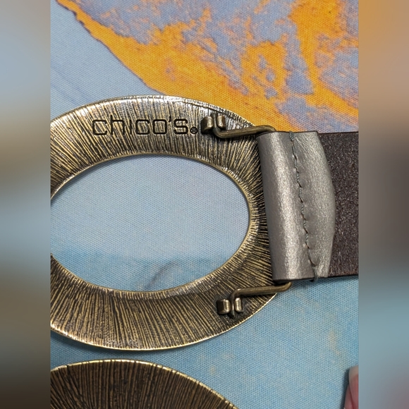 Chico's Genuine Leather Adjustable Pewter Tone Belt S/M - Picture 6 of 11